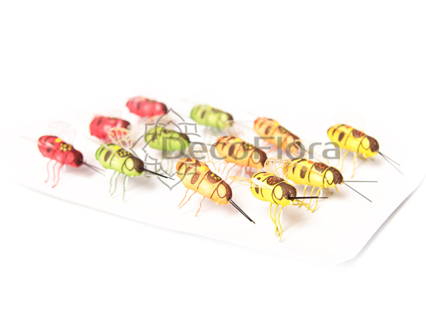 Пчелы на проволоке 3см микс (12 штук)