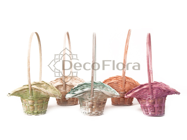 Корзина бамбуковая d19*15 h11,5 hh29 сиреневый, персиковый, бирюзовый, салатовый