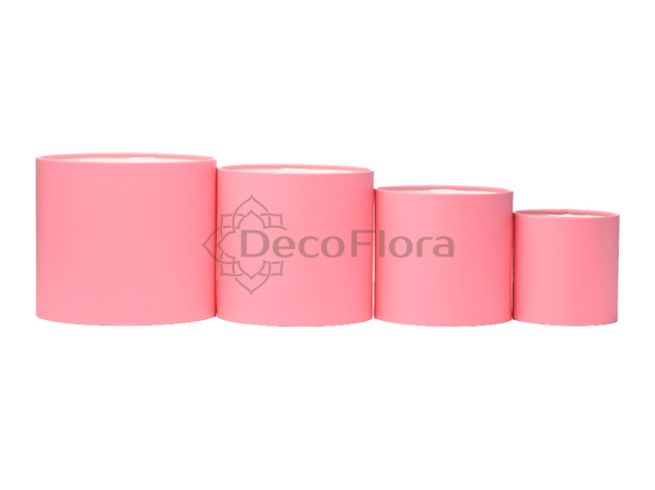 Набор из 4-х коробок цилиндр 21*21см, 18*18см, 16*16см, 12*12см фламинго