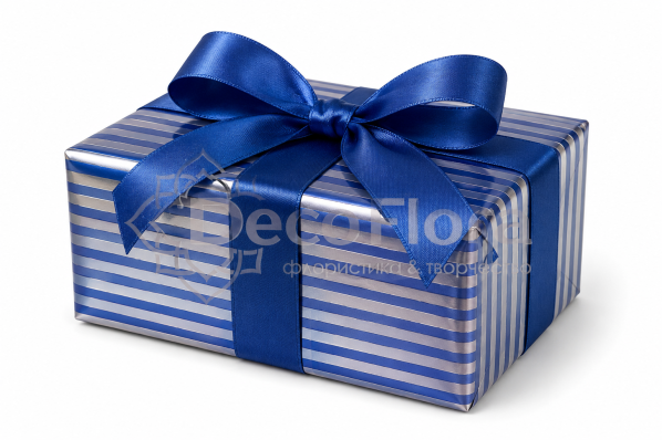 Бумага глянцевая с металлом 70см*2м полосы синие