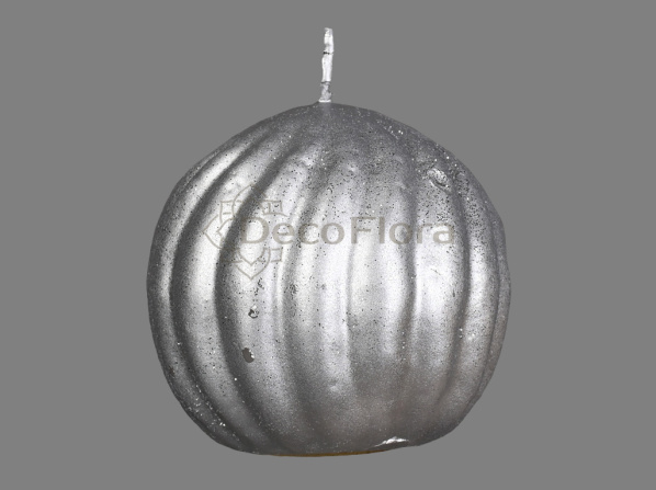 Свеча фигурная Шарик рифленный D75 H70 серебро