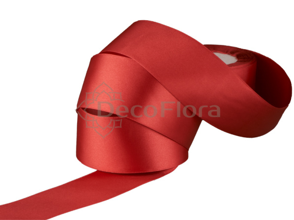 Лента атласная 5cm*20м - 71 - тёмно-коралловая-красная